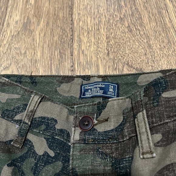 Abercrombie & Fitch Annie High Rise Pant Camo Ankle Straight Stripe Size 24/00 - Picture 2 of 4